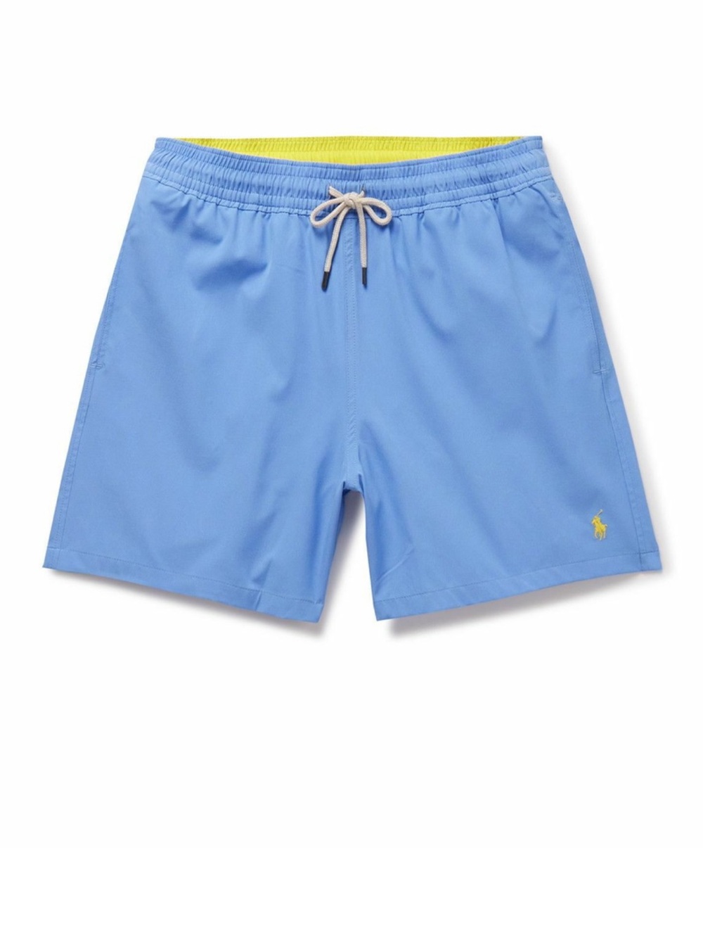 Polo Ralph Lauren Boys L 14/16 Blue Swim Trunks Yellow Pony Lined